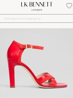 LK Bennett Lennon Red Suede & Nappa Ankle-Strap Sandal